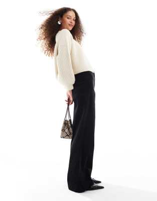 arabella wide leg cord pants in black