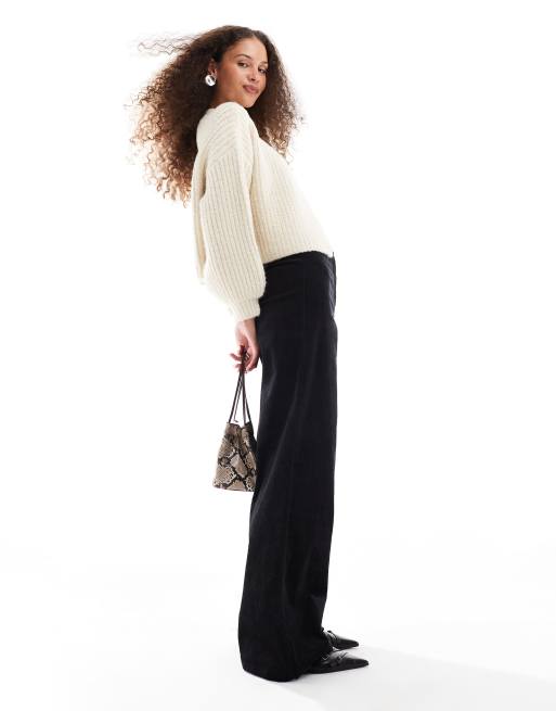 VRG GRL Arabella wide leg cord pants in black
