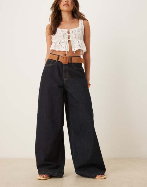 VRG GRL aston high-waist wide leg jeans in indigo - view 1
