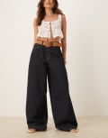 [Vrg Grl] VRG GRL aston high-waist wide leg jeans in indigo-Navy 8 Indigo Blue