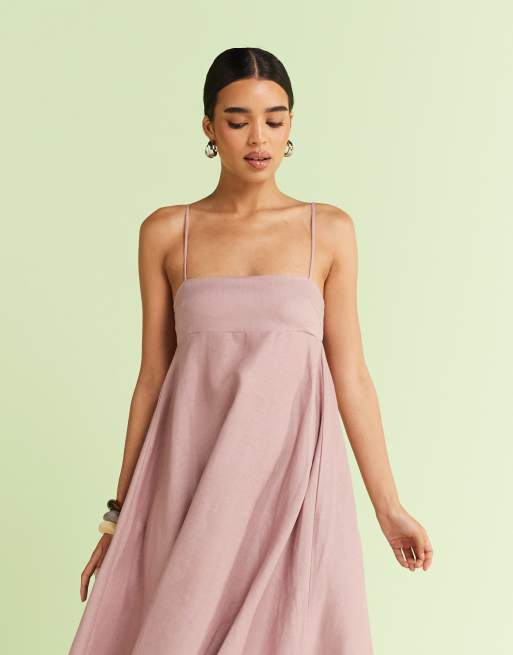 VRG GRL behati linen camisole maxi dress in dusty pink | ASOS