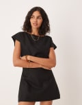 [Vrg Grl] VRG GRL Cameron linen mini shift dress in black 6 BLACK