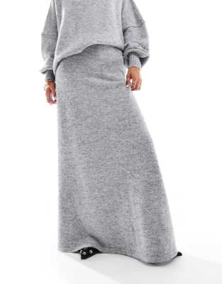 Vrg Grl Cara Knit Maxi Skirt In Gray
