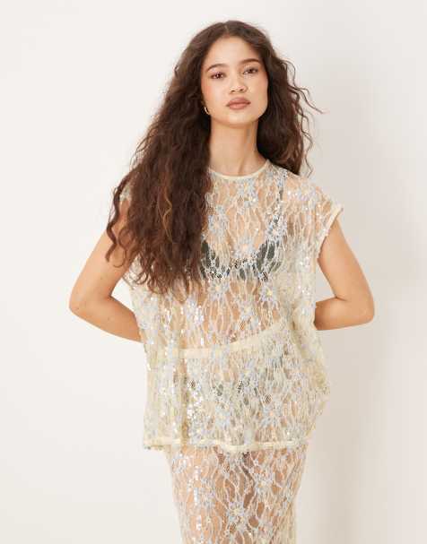 VRG GRL devyn sequin vest top co-ord in silver - view 1