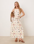 [Vrg Grl] VRG GRL Elma tile print belted linen midi dress in multi 16 MULTI