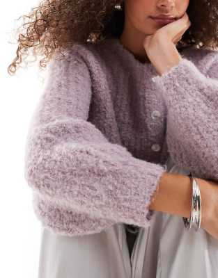 Christmas Elements Fluffy Knit Cardigan in Red - Retro