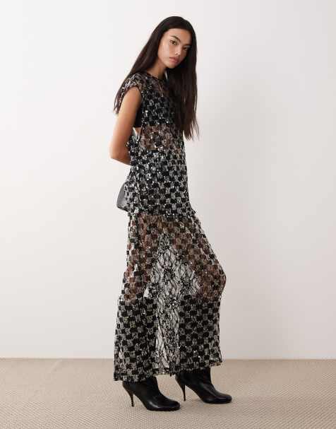 VRG GRL embellished midaxi skirt in black