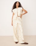 [Vrg Grl] VRG GRL Enni plisse wide leg pants in cream (part of a set)-White 12 CREAM