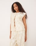 [Vrg Grl] VRG GRL Enni tie-front plisse smock top in cream (part of a set)-White 6 CREAM