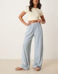 [Vrg Grl] VRG GRL Fara striped wide leg slinky pants in blue 6 Blue stripe