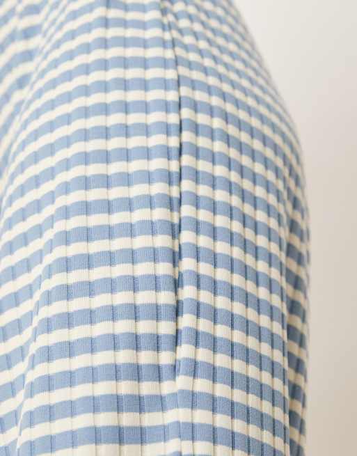 VRG GRL Fara striped wide leg slinky pants in blue