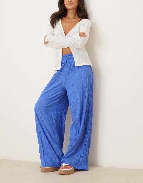 VRG GRL fara striped wide leg slinky trousers in blue - view 1