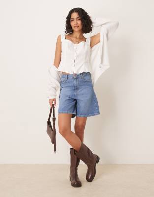 VRG GRL fia off the shoulder linen top in white