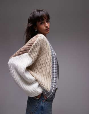 franca oversized cardigan in natural-Red