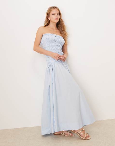 VRG GRL isable shirred bust midaxi dress in blue - view 1