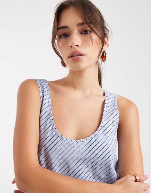 VRG GRL Kajal striped smock maxi dress in blue stripe, 2 of 4