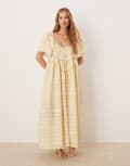 [Vrg Grl] VRG GRL la prairie check print midi smock dress in butter yellow 16 Butter yellow