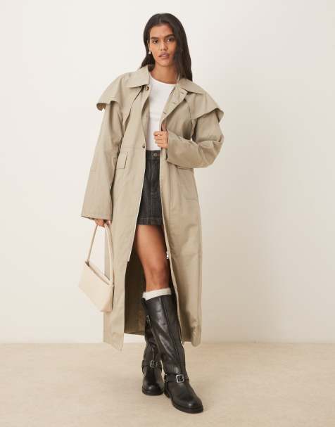 VRG GRL longline mac coat in beige - view 1
