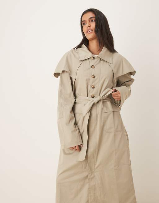 VRG GRL longline mac coat in beige, 4 of 4