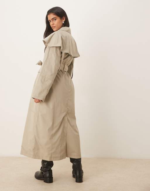 VRG GRL longline trench coat in beige, 3 of 4