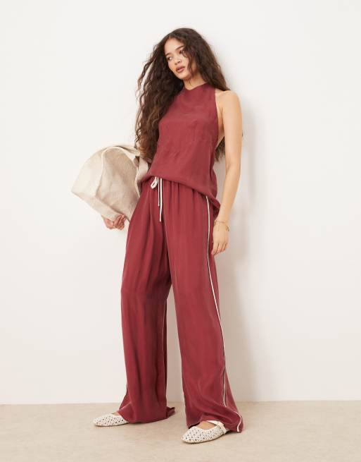 VRG GRL - Moonscapes - Broek met wijde pijpen in bordeauxrood