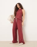 [Vrg Grl] VRG GRL Moonscapes wide leg pants in burgundy (part of a set)-Red 16 BURGUNDY