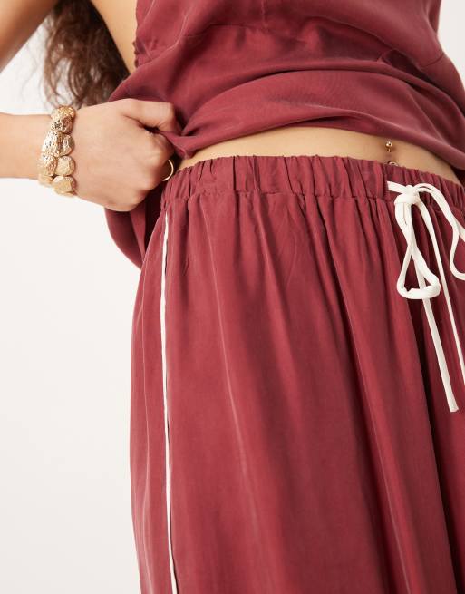 VRG GRL moonscapes wide leg pants in burgundy - part of a set, 2 of 4