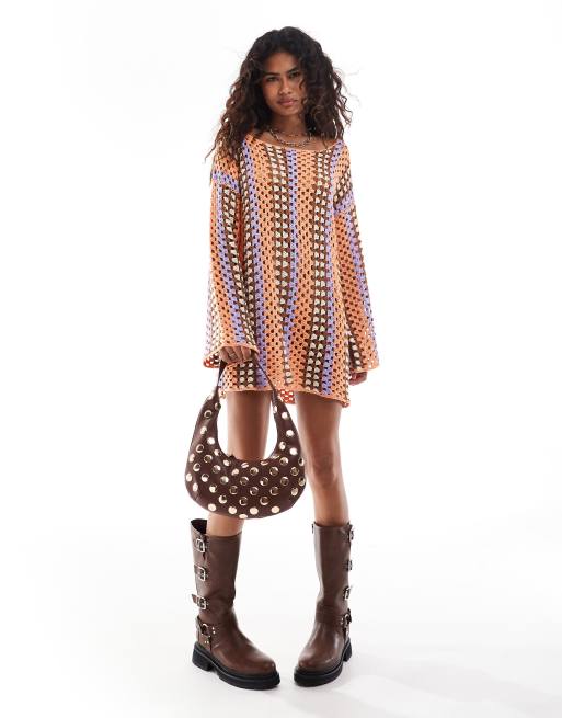 VRG GRL Myra crochet mini dress in multi ASOS