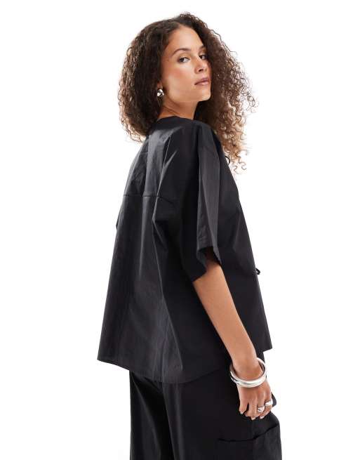 VRG GRL naomi tie-detail blouse in black, 2 of 4