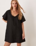 [Vrg Grl] VRG GRL Nellie linen mini smock dress in black 16 BLACK