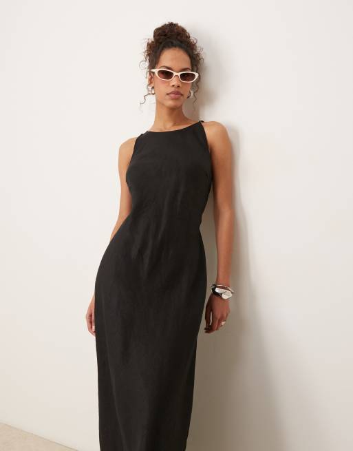 VRG GRL – Opal – Ärmelloses Maxikleid aus Leinen in Schwarz, 2 von 4