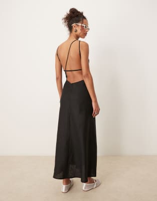 VRG GRL - Opal - Robe longue sans manches en lin - Noir - view 1