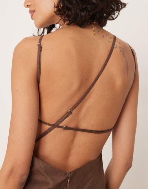 VRG GRL opal sleeveless linen maxi dress in brown