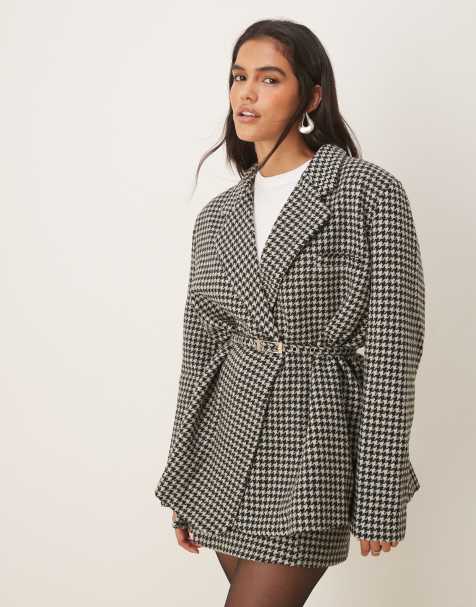 VRG GRL oversized shoulder blazer in black check - view 1