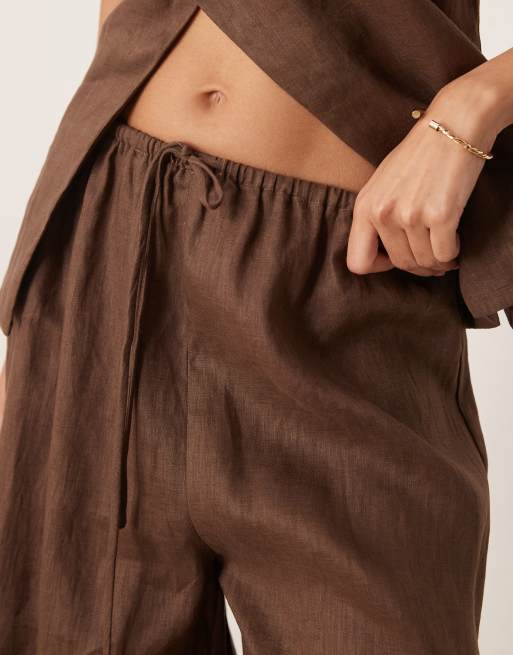 VRG GRL - Raya - Pantalon d'ensemble en lin - Chocolat, 5 de 5