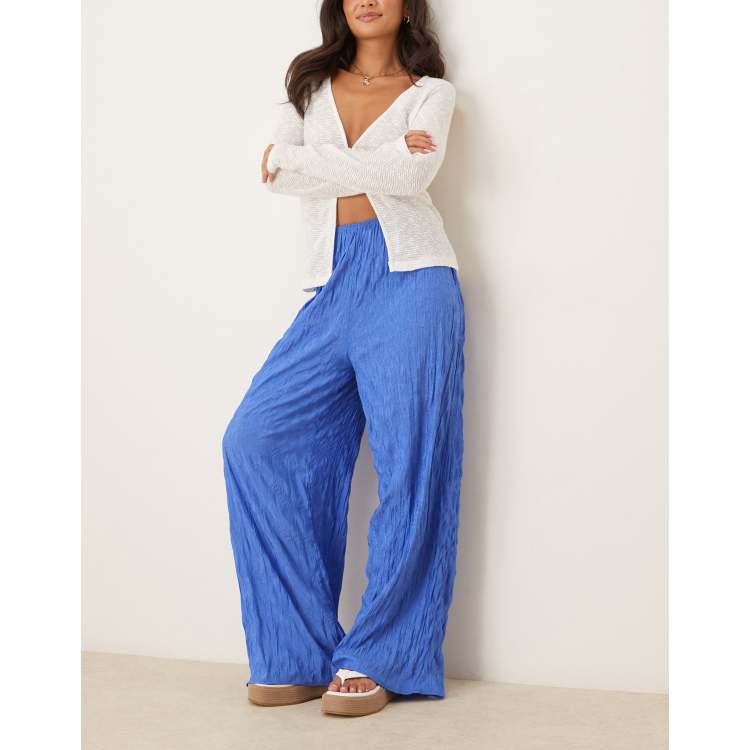 VRG GRL Raya pleated wide leg pants in cobalt blue | ASOS