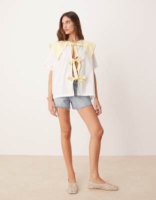 VRG GRL ROMY TIE-DETAIL SMOCK BLOUSE 