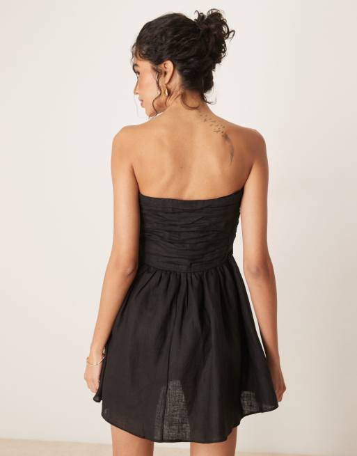 VRG GRL saint malo tube linen mini dress in black, 3 of 4