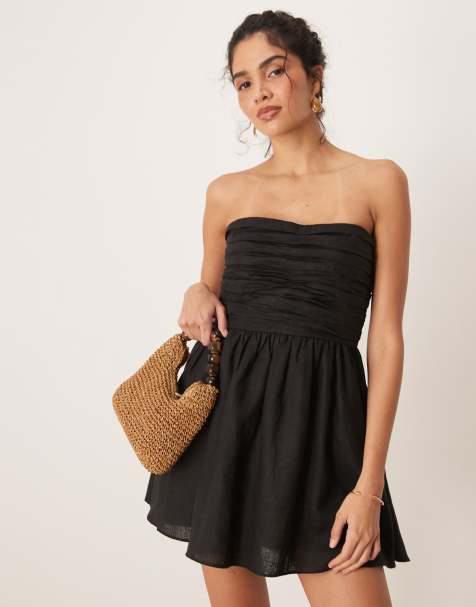 VRG GRL - Saint Malo - Vestito corto a tubino nero in lino - view 1