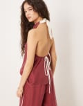 [Vrg Grl] VRG GRL Sierra tie-detail halter top in burgundy (part of a set)-Red 16 BURGUNDY