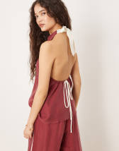 ASOS DESIGN peplum cami in chocolate - part of a set