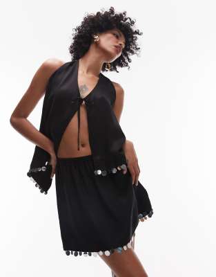 Spritz - Mini-jupe d'ensemble avec bords à sequins - Noir 40