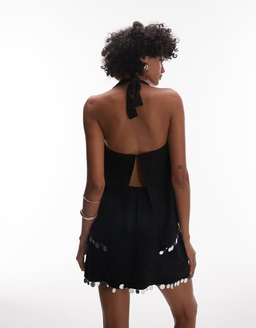 VRG GRL spritz sequin edge cami top co-ord in black, 2 of 4