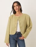 [Vrg Grl] VRG GRL structured shoulder cropped jacket in sage-Blue 14 GREEN