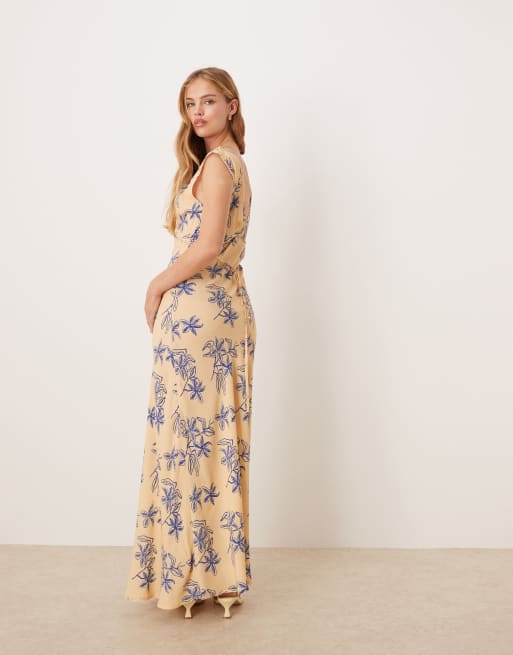 VRG GRL sunlit isles bias cut maxi dress in multi, 3 of 4