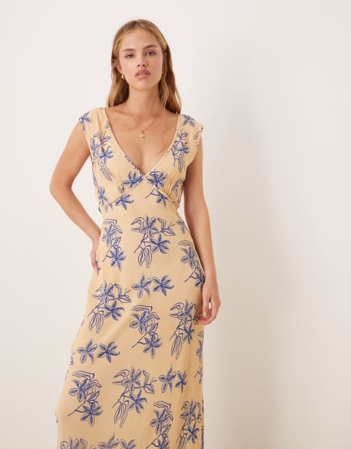 VRG GRL sunlit isles bias cut maxi dress in multi, 4 of 4