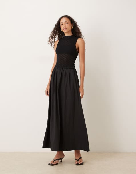 VRG GRL textured body midaxi dress in black - view 1