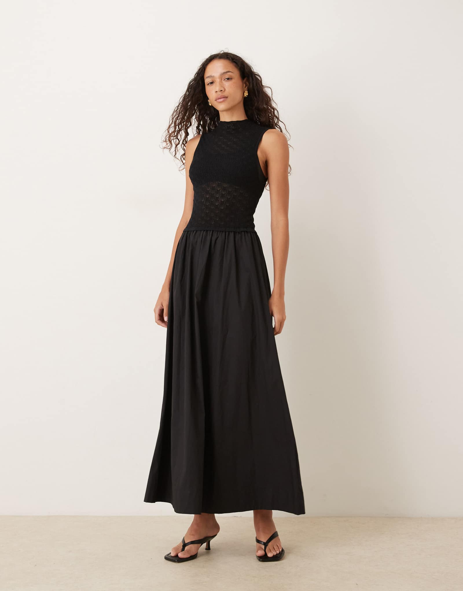 Платье мидакси с текстурой VRG GRL для тела черного цвета