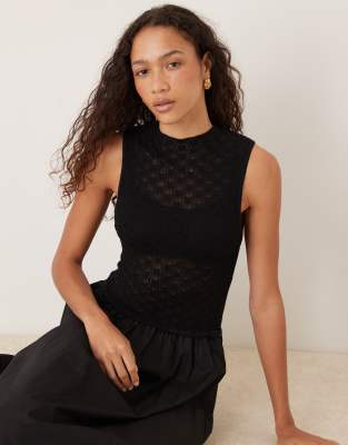 Vrg Grl Textured Body Midaxi Dress In Black