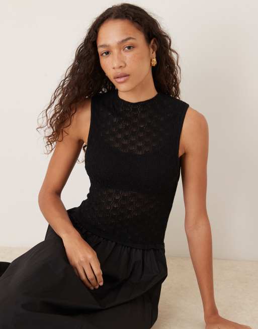 VRG GRL textured body midaxi dress in black, 2 of 4